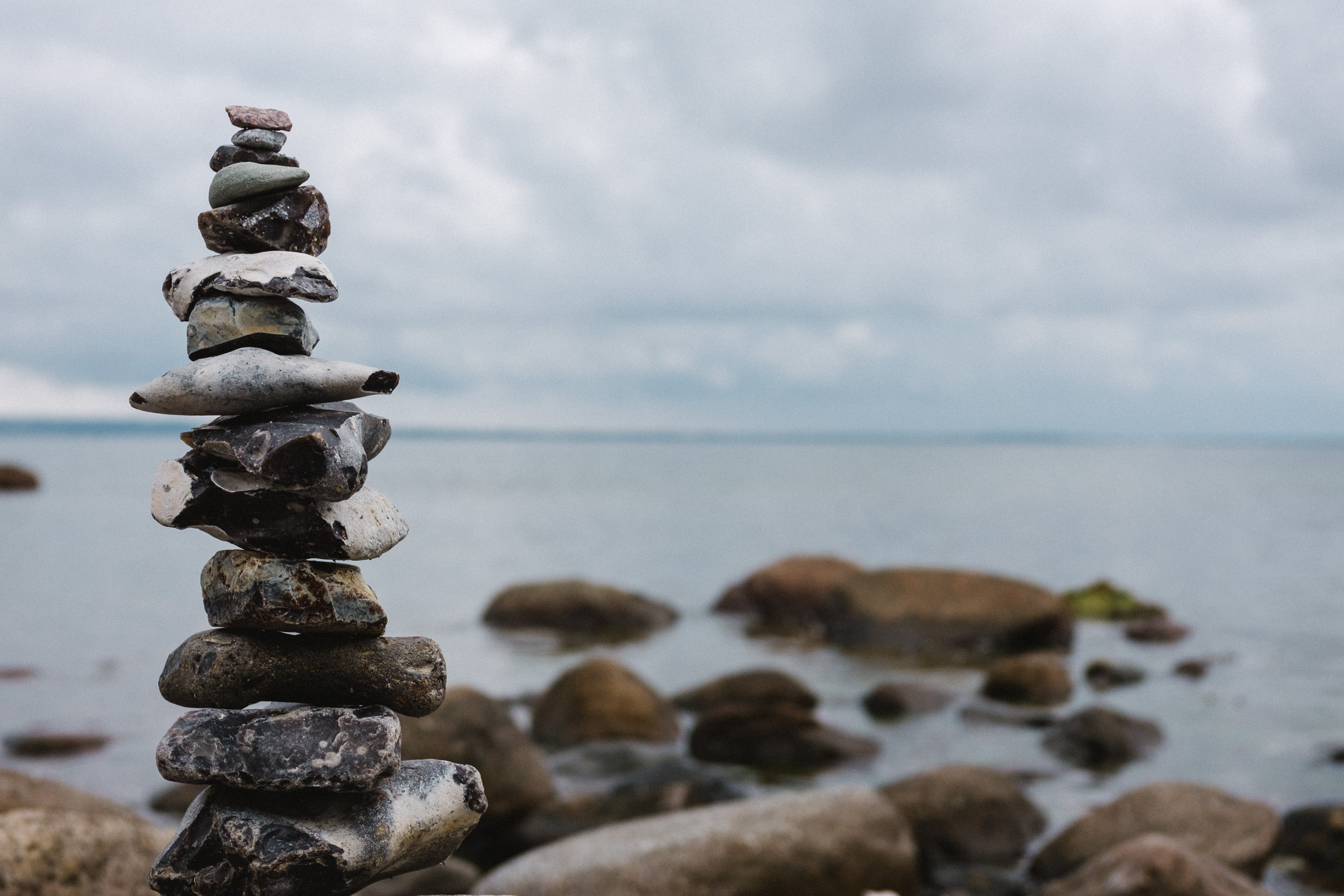 Stones on beach stones balanced on a beach
